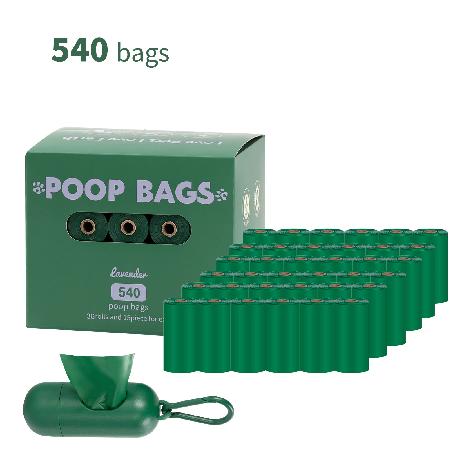 Poop Bags for Dog, Cat'S Waste-300-540 Bags,Biodegradable,Eco-Friendly,Strong, Green