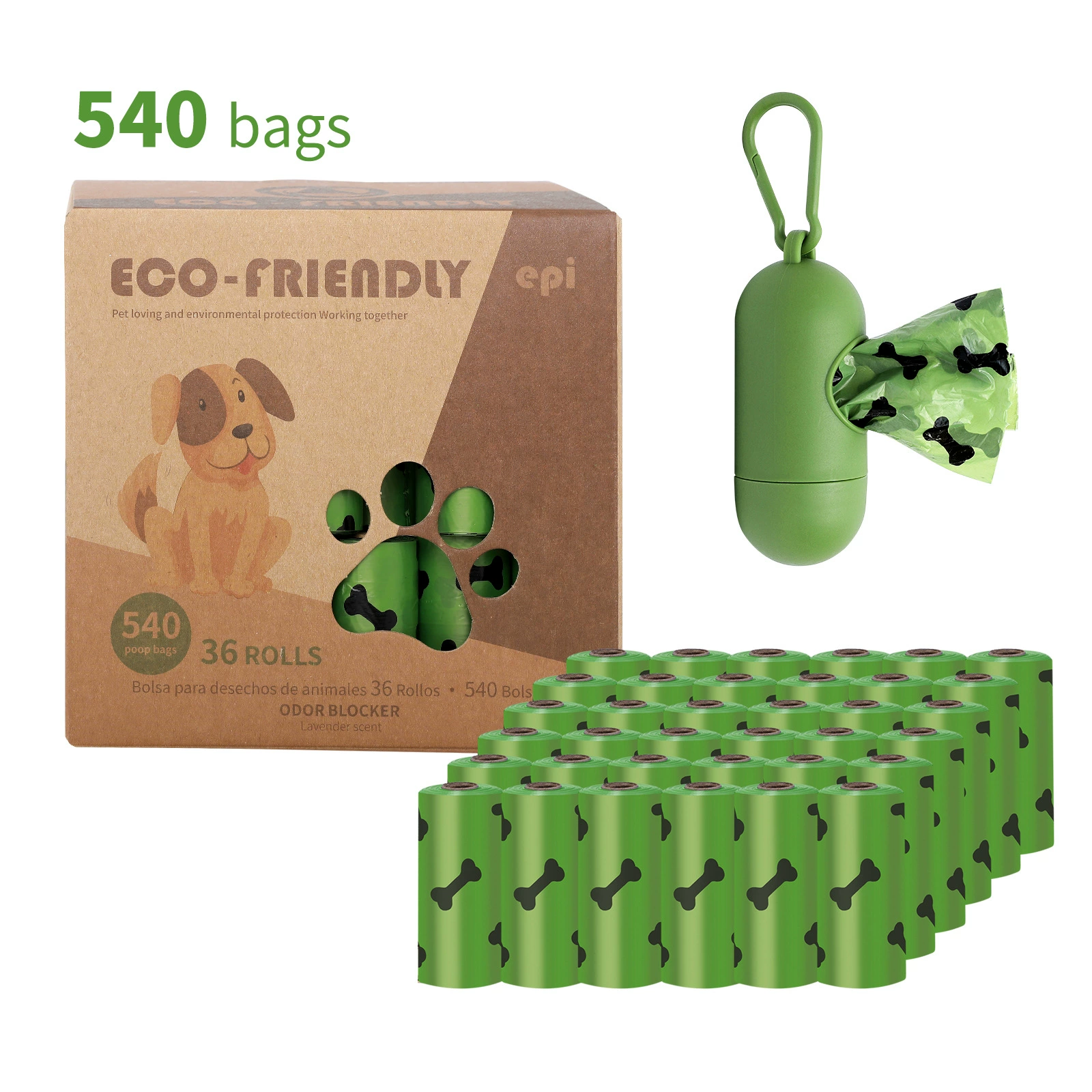 Poop Bags for Dog, Cat'S Waste-300-540 Bags,Biodegradable,Eco-Friendly,Strong, Green