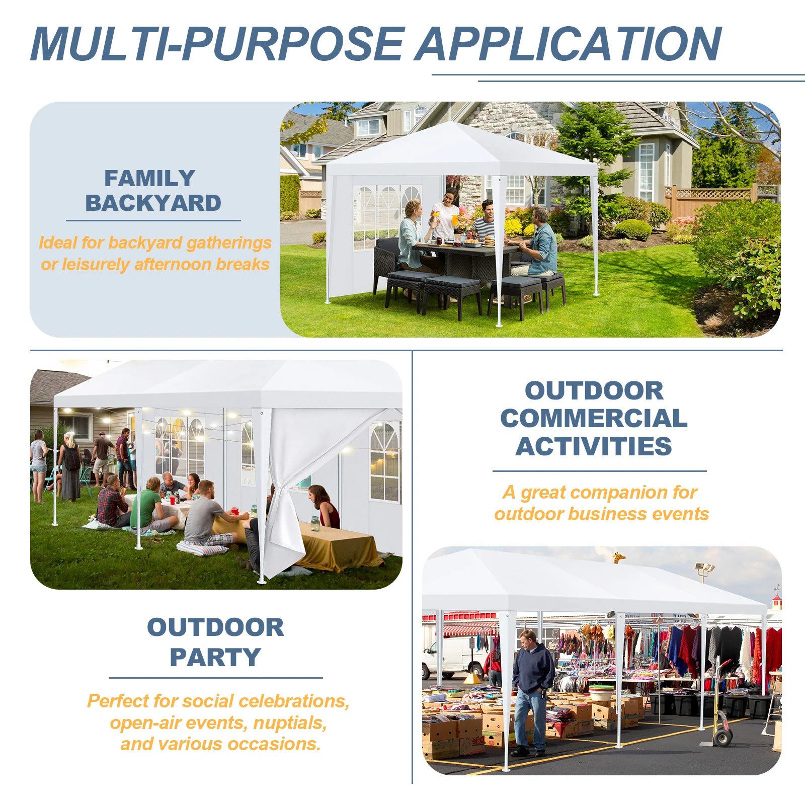 10x10/10x20/10x30 Party Tent Outdoor Canopy Tent with Removable Sidewalls, Waterproof Party Tents for Parties,Wedding Events,BBQ