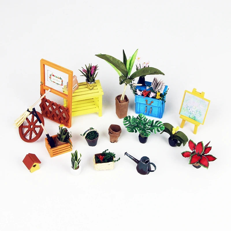 Robotime DIY Doll House with Furniture Children Adult  Green Miniature Dollhouse Wooden Kits Assemble Toy Xmas Brithday Gifts