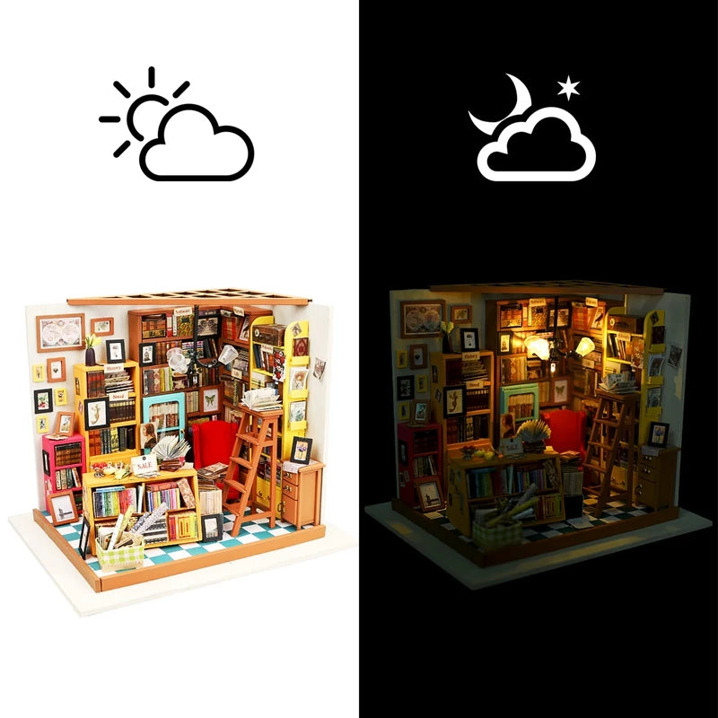 Robotime DIY Doll House with Furniture Children Adult  Green Miniature Dollhouse Wooden Kits Assemble Toy Xmas Brithday Gifts