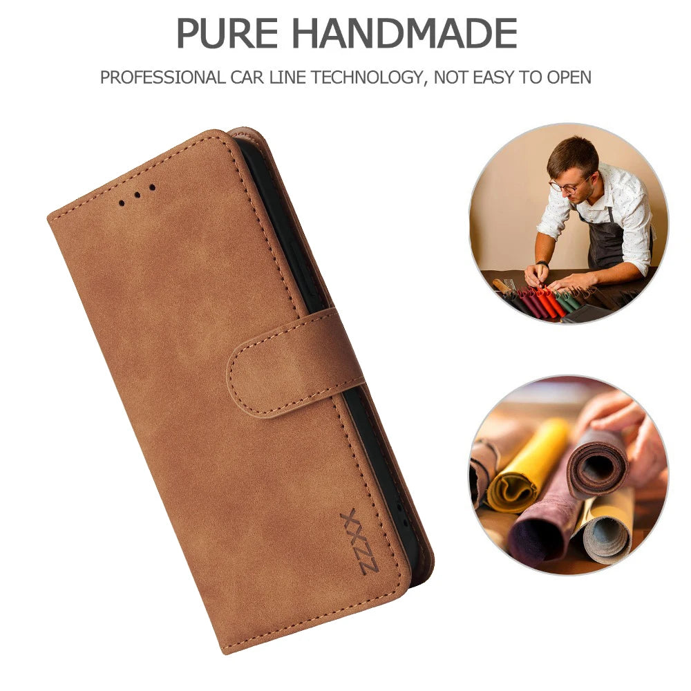 ZZXX Leather Wallet Phone Case For iPhone 16e 16 Pro Max 15 14 13 Mini 12 11 X XS XR SE2 8 7 6s Plus Flip Card Slot Holder Cover