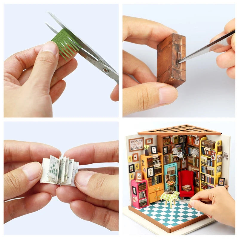 Robotime DIY Doll House with Furniture Children Adult  Green Miniature Dollhouse Wooden Kits Assemble Toy Xmas Brithday Gifts