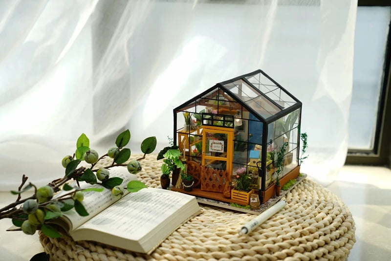 Robotime DIY Doll House with Furniture Children Adult  Green Miniature Dollhouse Wooden Kits Assemble Toy Xmas Brithday Gifts