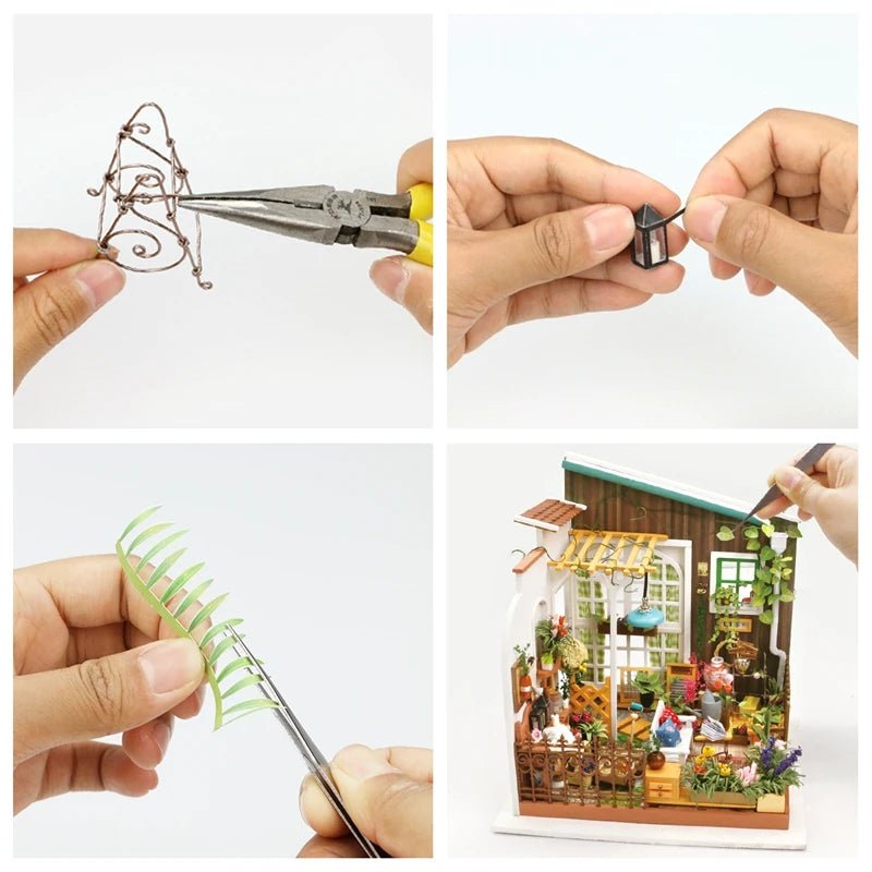 Robotime DIY Doll House with Furniture Children Adult  Green Miniature Dollhouse Wooden Kits Assemble Toy Xmas Brithday Gifts