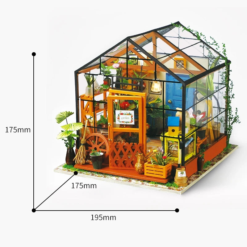 Robotime DIY Doll House with Furniture Children Adult  Green Miniature Dollhouse Wooden Kits Assemble Toy Xmas Brithday Gifts