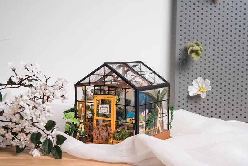 Robotime DIY Doll House with Furniture Children Adult  Green Miniature Dollhouse Wooden Kits Assemble Toy Xmas Brithday Gifts