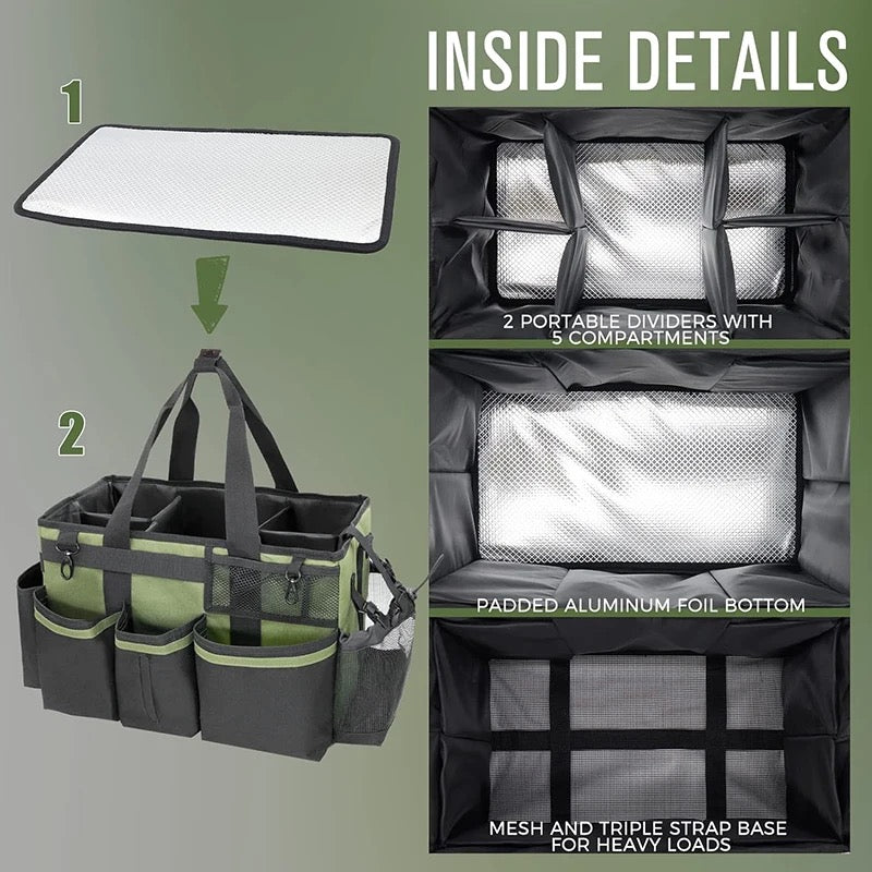 Heavy-Duty organizer Caddy Bag comes with free spray bottle & Towls,Shoulder strap & waist belt.Green,Red,Black