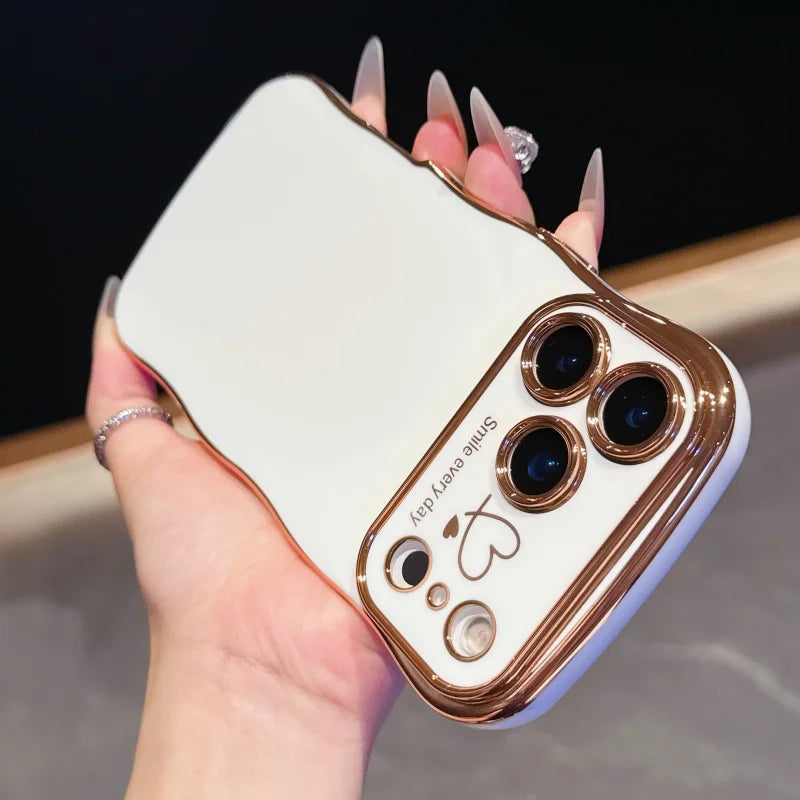 Electroplating Side Love Phone Case for IPhone 17 Pro Max 17 Air 16 15 14 Plus 13 12 11 Pro Max Cover Lens Shockproof Bumper