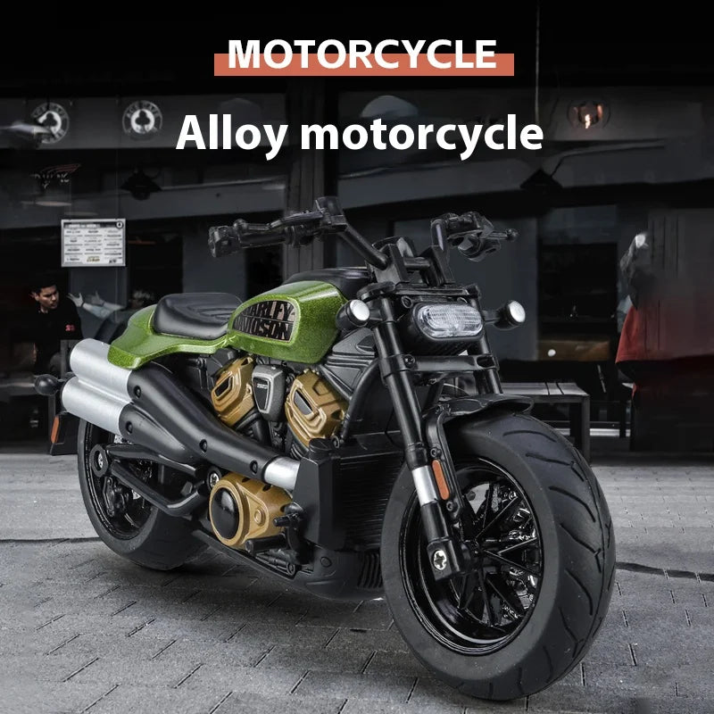 Simulation 1/12 Davidson SPORTSTER-S Off-road Alloy Motorcycle, Model Ornaments for Children Toys for Boys Holiday Gifts