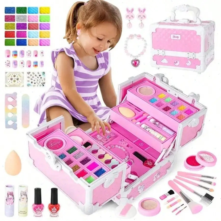 Children's Day Best Gift Washable Princess Makeup Kit for Girls – Pretend Play Cosmetic Set, Perfect Birthday Gift for Princess Parties & Creative Play