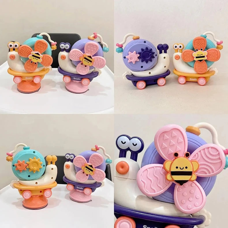 Snail Windmill Toys Car For Boys Girls Spinner Suction Cup Sensory Fine Motor Infant Travel Toys Montessori For Baby Newborn Gif