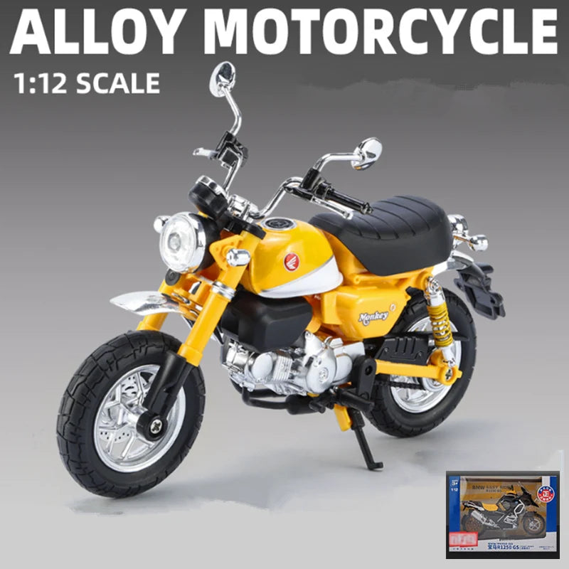 1:12 Honda Monkey 125 Alloy Sports Motorcycle Model Diecast Street Racing Motorcycle Model Simulation Sound Light Kids Toys Gift