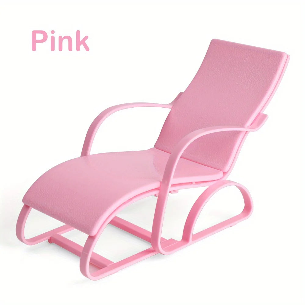 1pc Dollhouse Miniature Beach Chair Model Foldable Deckchair for Playhouse Outdoor Decor Lounge Room Accent Decoration Accessory