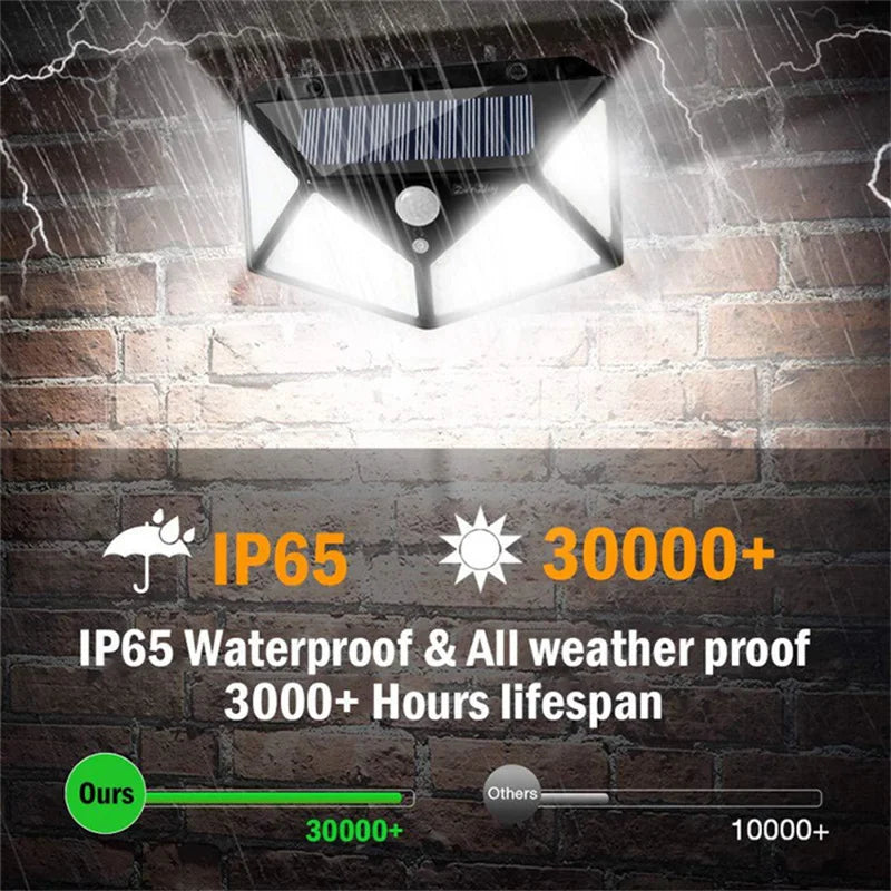 1-12 Pack Solar Lights Outdoor 100 LED Wall Lamp Motion Sensor Lights Waterproof Solar Street Light for Garden Porch Yard Garage