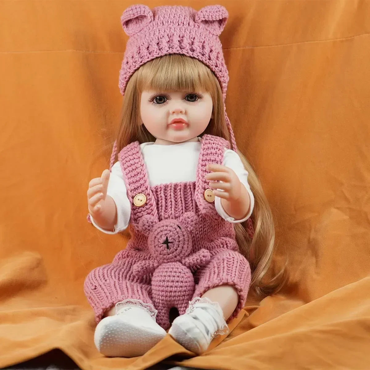 JOYORA 22in 55cm  Handmade High Quality Soft Vinyl Silicone Reborn Toddler Detailed Lifelike Hand-rooted hair Collectible
