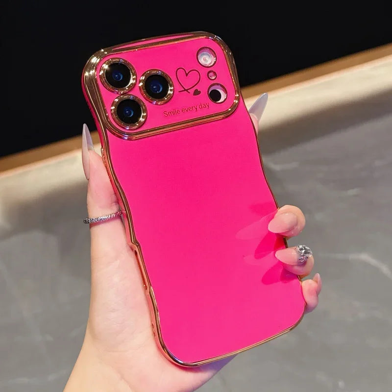 Electroplating Side Love Phone Case for IPhone 17 Pro Max 17 Air 16 15 14 Plus 13 12 11 Pro Max Cover Lens Shockproof Bumper