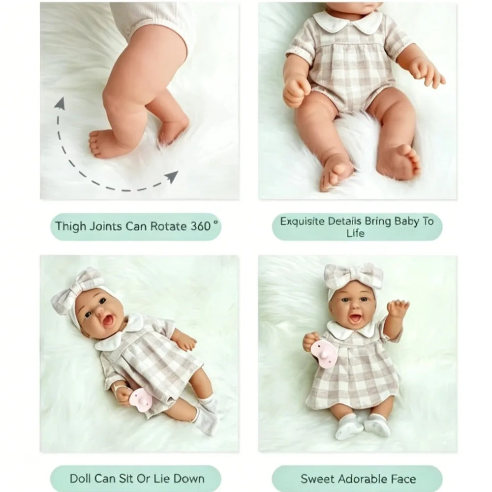 12''/30cm Baby Doll Playset in Gift Box with Accessories Pink Pacifier, Vinyl Reborn Doll Toy, Christmas Gift for Girl Boy Kid