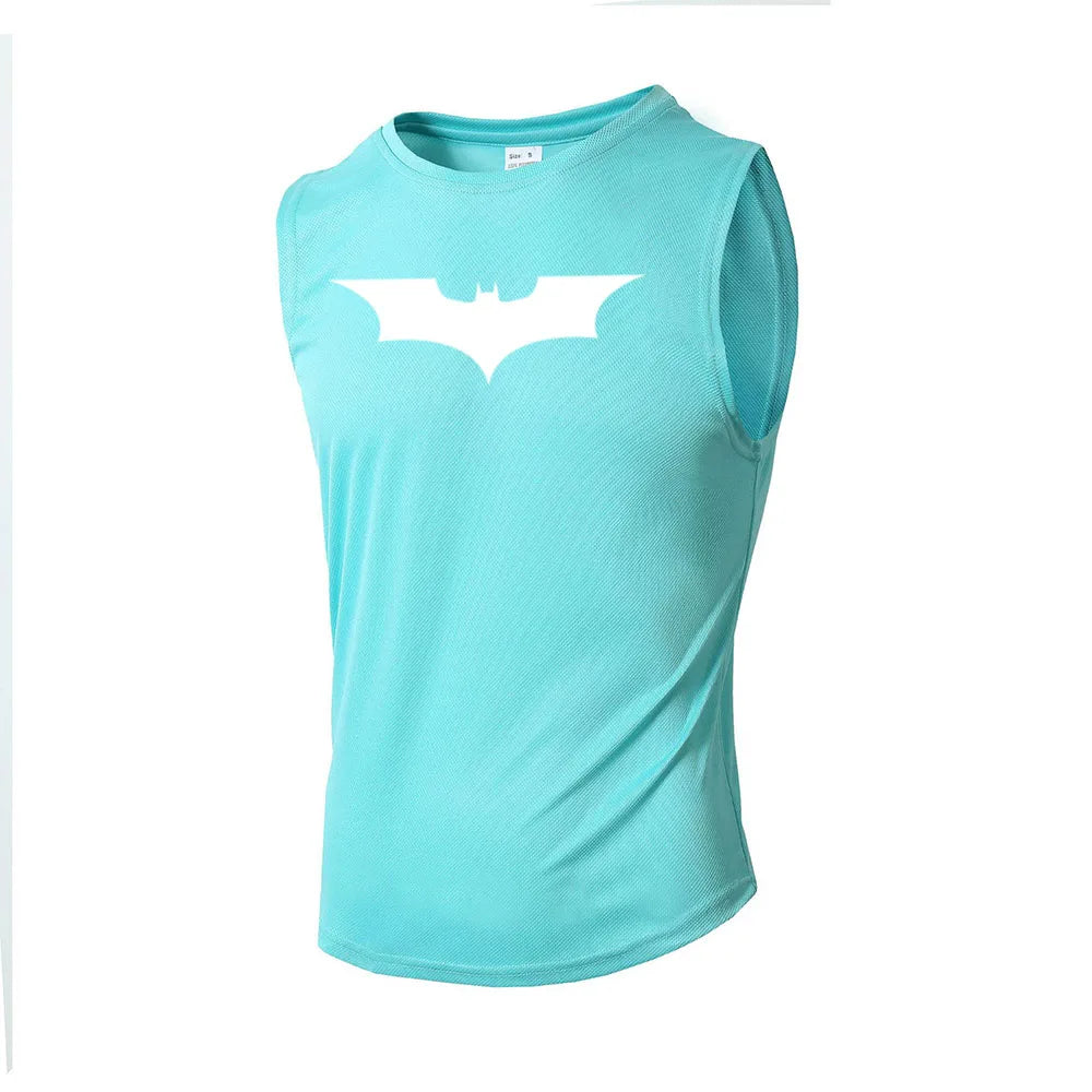Bat Printed Men's Loose Sleeveless T-shirt Autumn inner wear Running  T Shirt Gym Fitness Jogging Vest Male Casual Shirt Tops