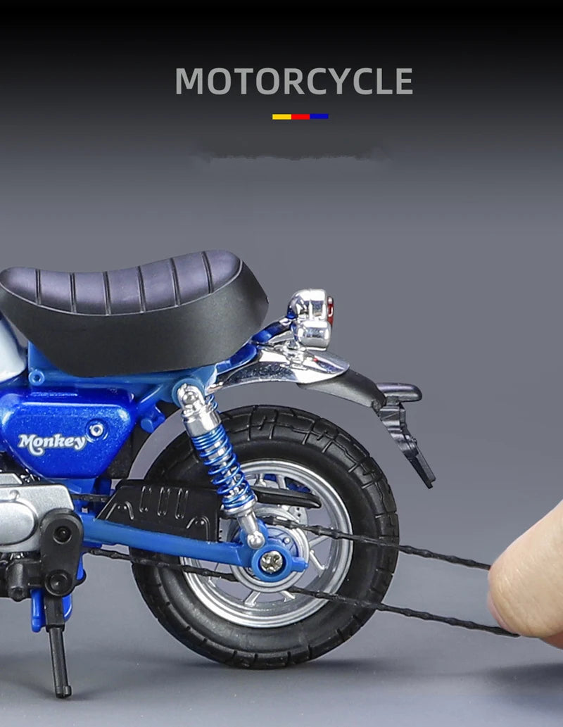 1:12 Honda Monkey 125 Alloy Sports Motorcycle Model Diecast Street Racing Motorcycle Model Simulation Sound Light Kids Toys Gift