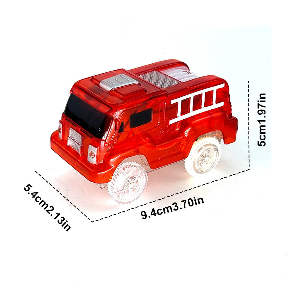Magical Glowing Race Track Car Toy Vehicle LED Light Electronics Car Tracks Toy Parts Car Christmas Birthday Gifts for Kids