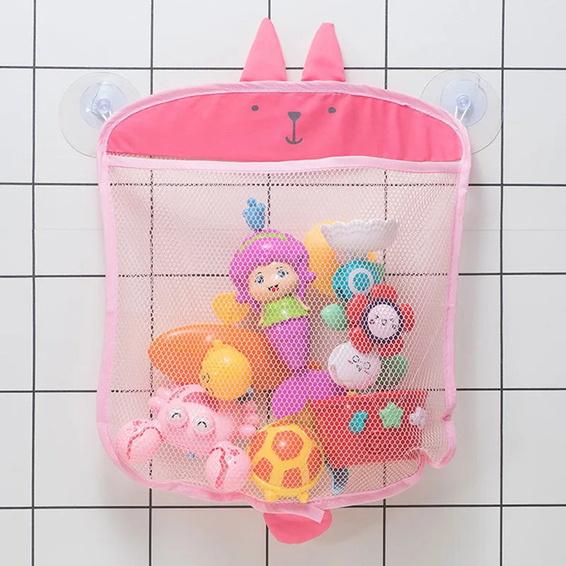 New Cartoon Duck Baby Bathroom Mesh Bag Sucker Design for Bath Toys Kids Animal Shapes Cloth Sand Toys Storage Net Bag
