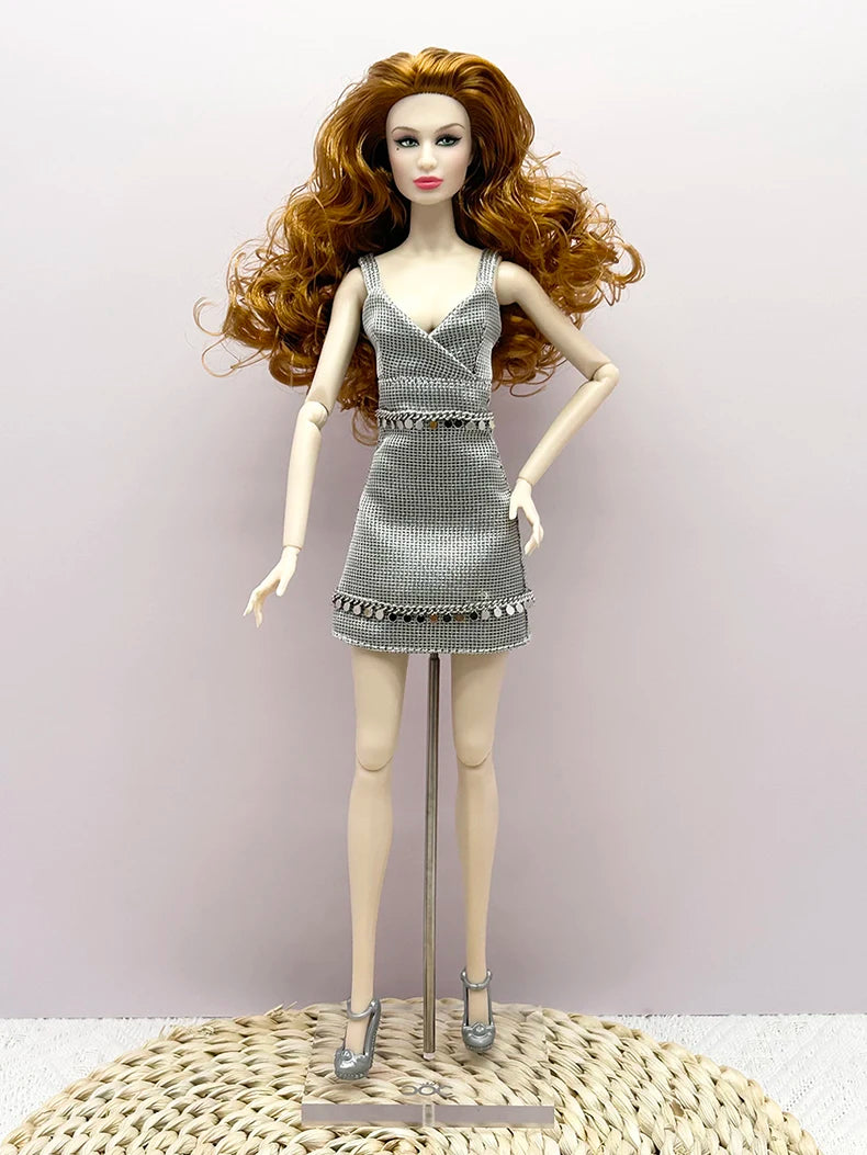 32cm Supermodel Fashion Doll FR43 FR44 Molly Girl Brown Hair Skin 12 Joint Movable Body DollHouse DIY Dress Up Toys Collector