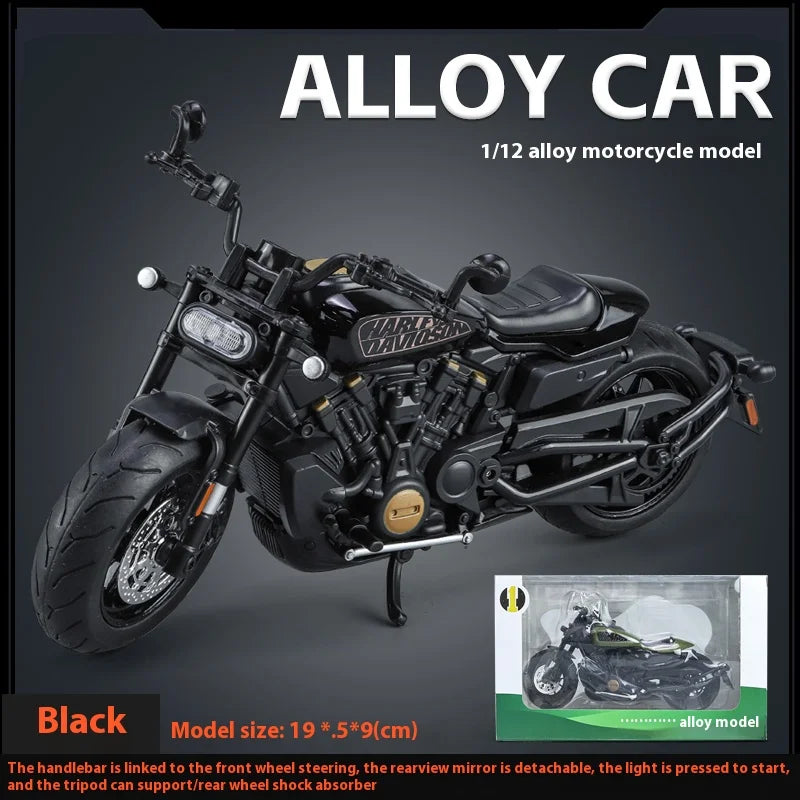 Simulation 1/12 Davidson SPORTSTER-S Off-road Alloy Motorcycle, Model Ornaments for Children Toys for Boys Holiday Gifts
