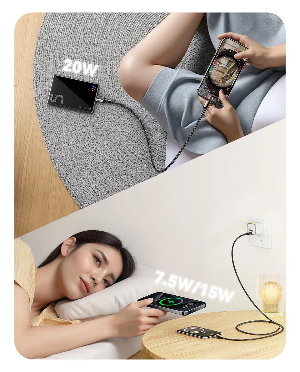 KUULAA Magnetic Power Bank 5000mAh Magnetic Wireless Phone Charger External Battery 20W Fast Charging For iPhone 17 16 PowerBank