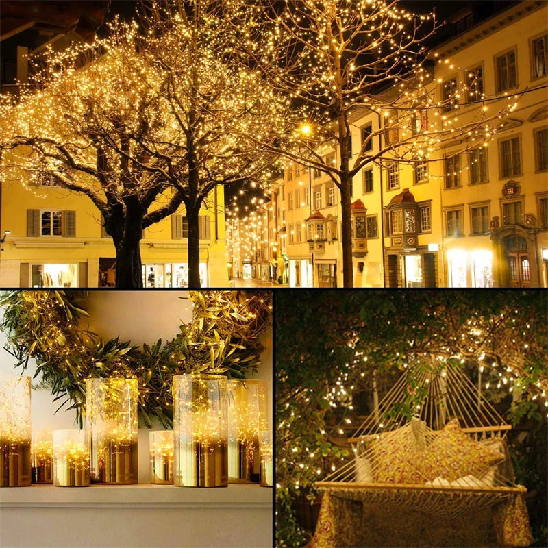 32M Solar LED Light Outdoor Festoon Lamp Garden Fairy Light String Led Twinkle Waterproof Lamp Christmas Garland Yard Decoration
