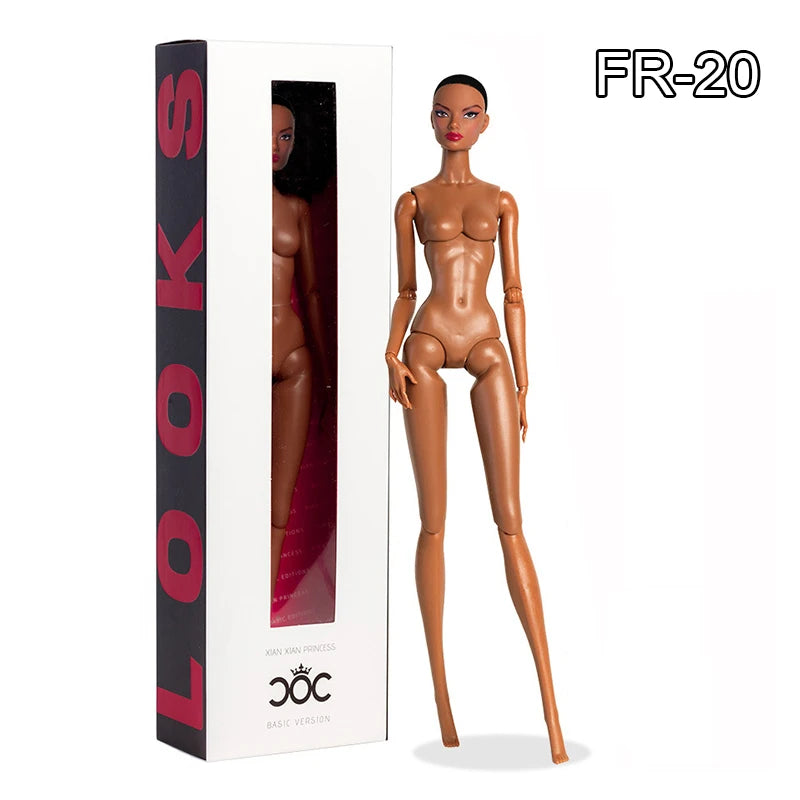 32cm Supermodel Fashion Doll FR43 FR44 Molly Girl Brown Hair Skin 12 Joint Movable Body DollHouse DIY Dress Up Toys Collector