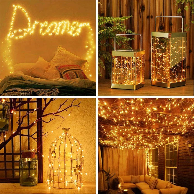 32M Solar LED Light Outdoor Festoon Lamp Garden Fairy Light String Led Twinkle Waterproof Lamp Christmas Garland Yard Decoration