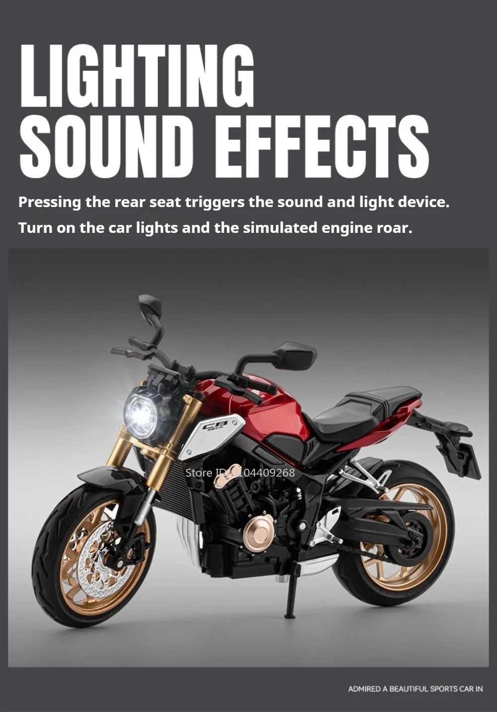 Scale 1:12 Honda CB650 HP4 Motorcycle Model Toy Alloy Diecast Shock Absorption Miniature Racing Motor Models for Kids Gifts
