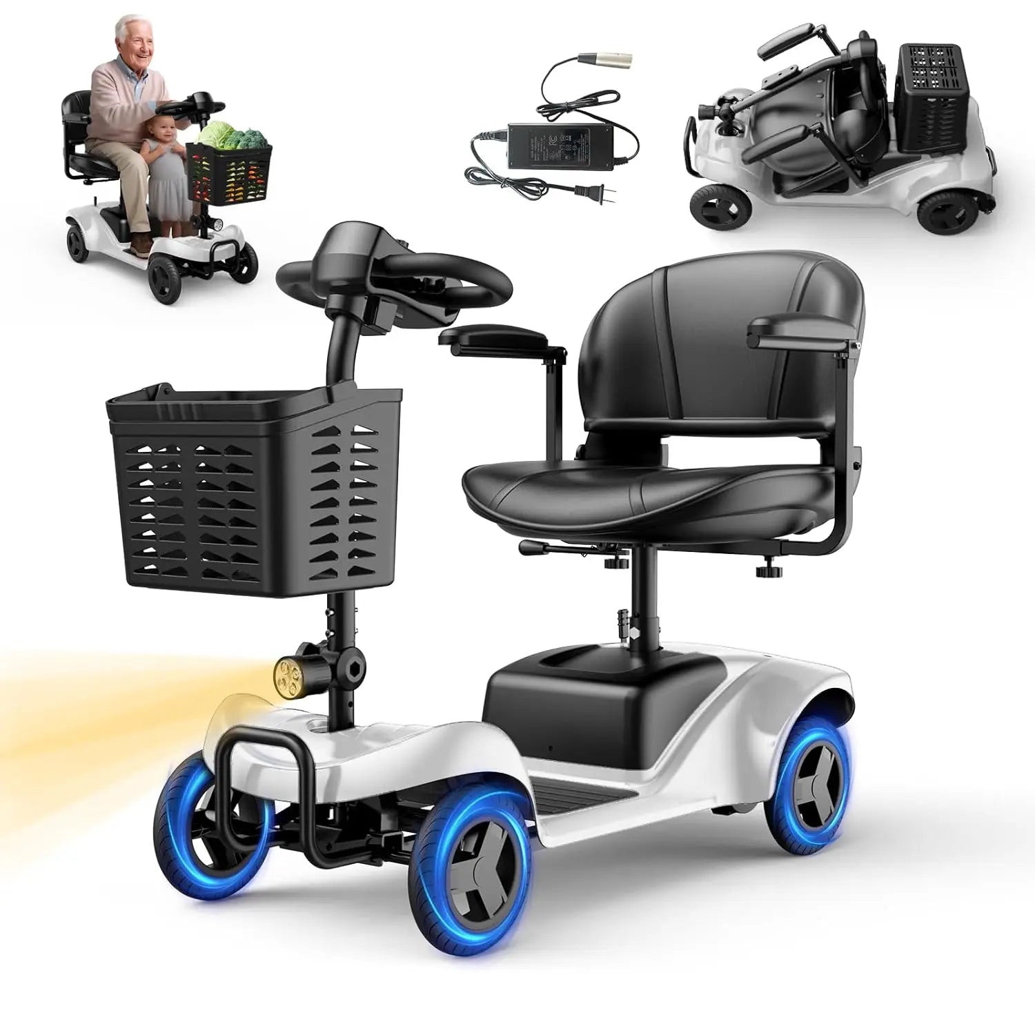 Mobility Scooter for Adults,4 Wheel Mobility Scooter,15 Miles Range,300WH Battery,300LBS Capacity,Lightweight and, Customized