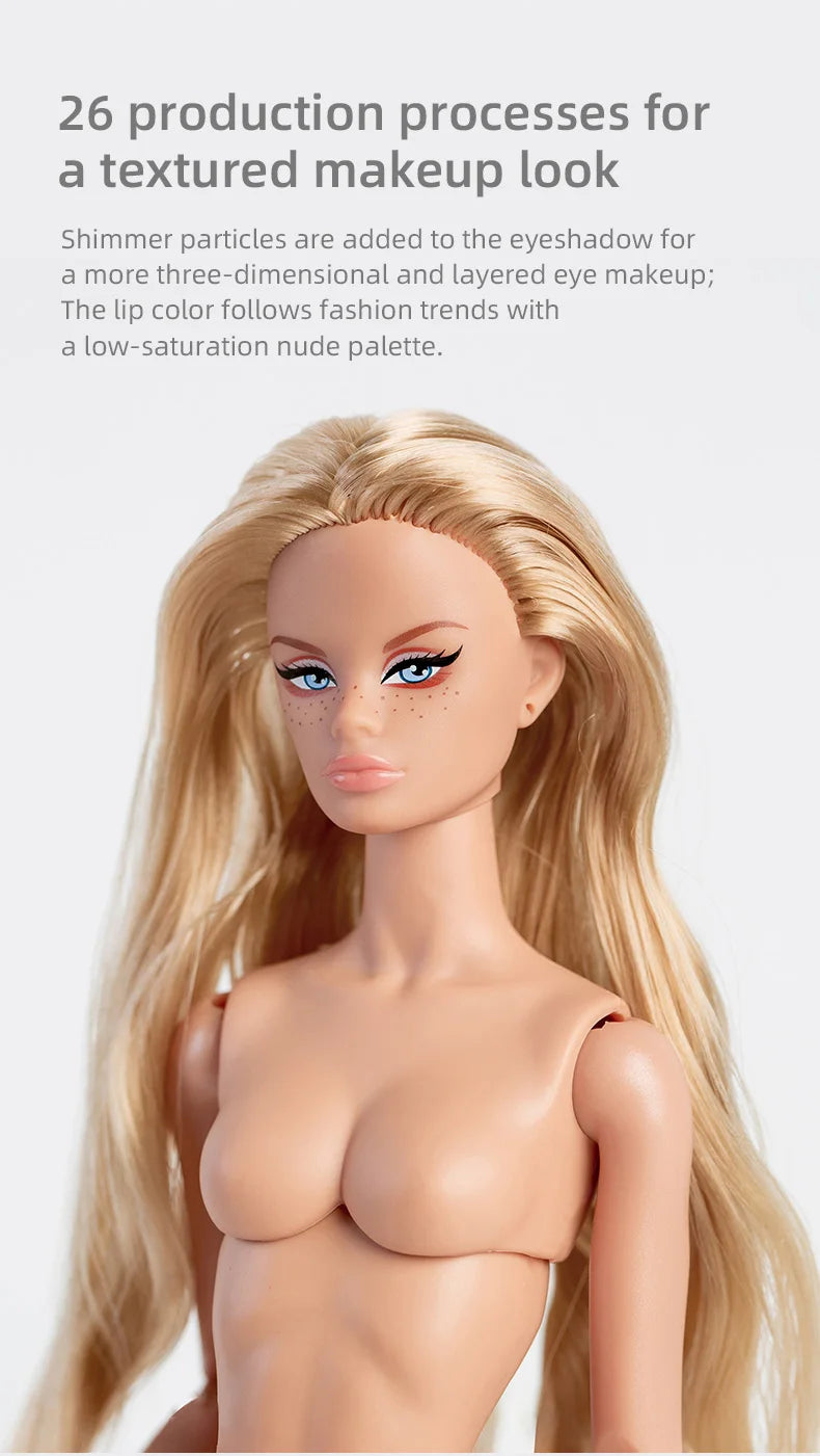 32cm Supermodel Fashion Doll FR43 FR44 Molly Girl Brown Hair Skin 12 Joint Movable Body DollHouse DIY Dress Up Toys Collector