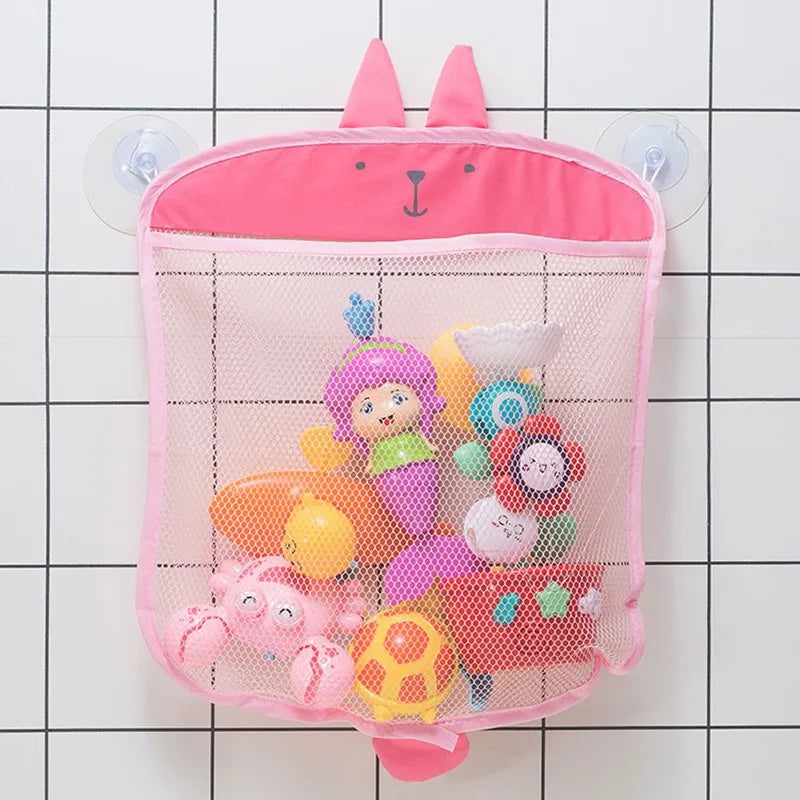 New Cartoon Duck Baby Bathroom Mesh Bag Sucker Design for Bath Toys Kids Animal Shapes Cloth Sand Toys Storage Net Bag