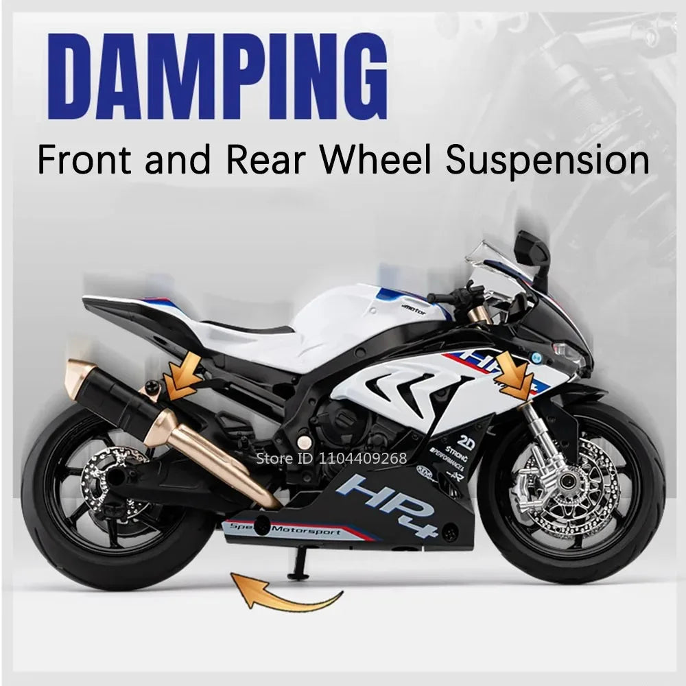 Scale 1:12 Honda CB650 HP4 Motorcycle Model Toy Alloy Diecast Shock Absorption Miniature Racing Motor Models for Kids Gifts