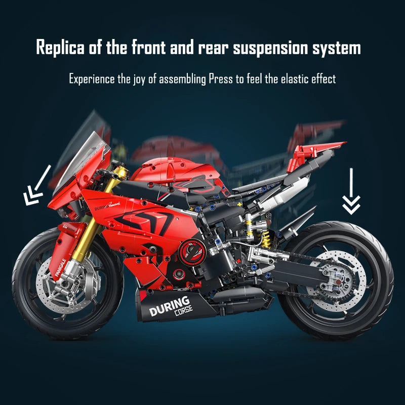 ToylinX 1:5 Motorcycle Building Blocks Set 2024pcs Technical Racing Super Motorbike Model Kids DIY Assembled Toys Gifts For Boys