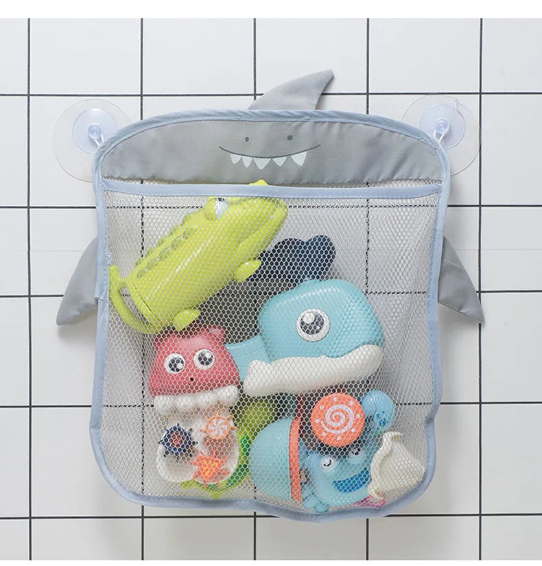 New Cartoon Duck Baby Bathroom Mesh Bag Sucker Design for Bath Toys Kids Animal Shapes Cloth Sand Toys Storage Net Bag