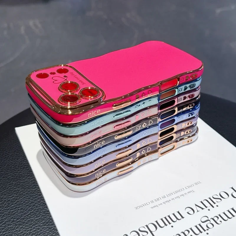 Electroplating Side Love Phone Case for IPhone 17 Pro Max 17 Air 16 15 14 Plus 13 12 11 Pro Max Cover Lens Shockproof Bumper