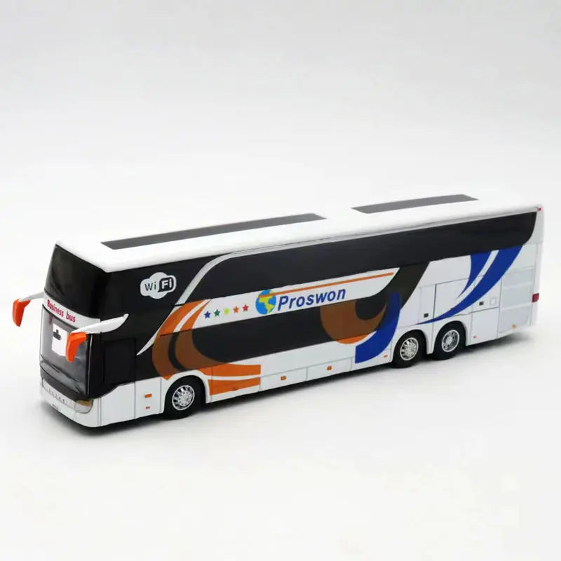 1:50 Luxury Bus Toy Car For Boy Diecast Metal Model For Children Pull Back Miniature Sound Light Educational Collection Gift Kid