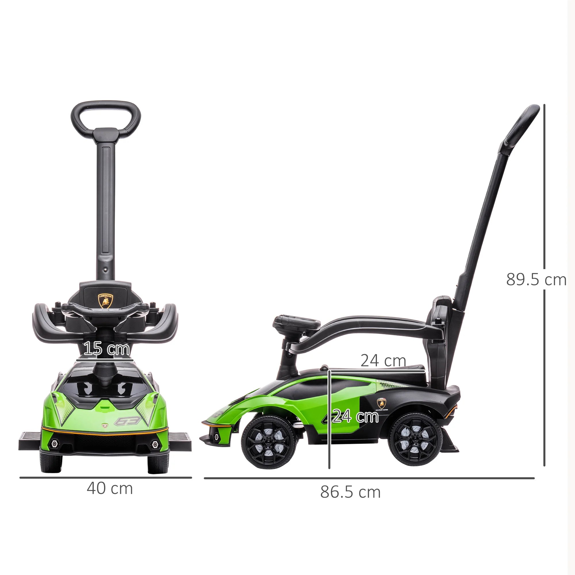 AIYAPLAY Lamborghini 2 in 1 Baby Ride on Push Car Toddler Push Along Car