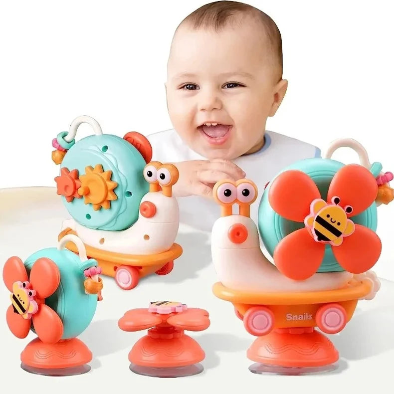 Snail Windmill Toys Car For Boys Girls Spinner Suction Cup Sensory Fine Motor Infant Travel Toys Montessori For Baby Newborn Gif