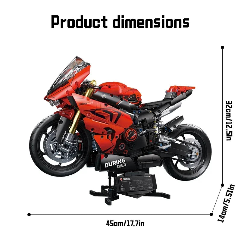 ToylinX 1:5 Motorcycle Building Blocks Set 2024pcs Technical Racing Super Motorbike Model Kids DIY Assembled Toys Gifts For Boys