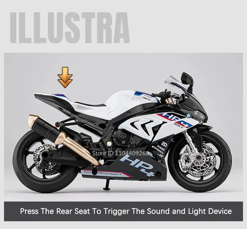 Scale 1:12 Honda CB650 HP4 Motorcycle Model Toy Alloy Diecast Shock Absorption Miniature Racing Motor Models for Kids Gifts