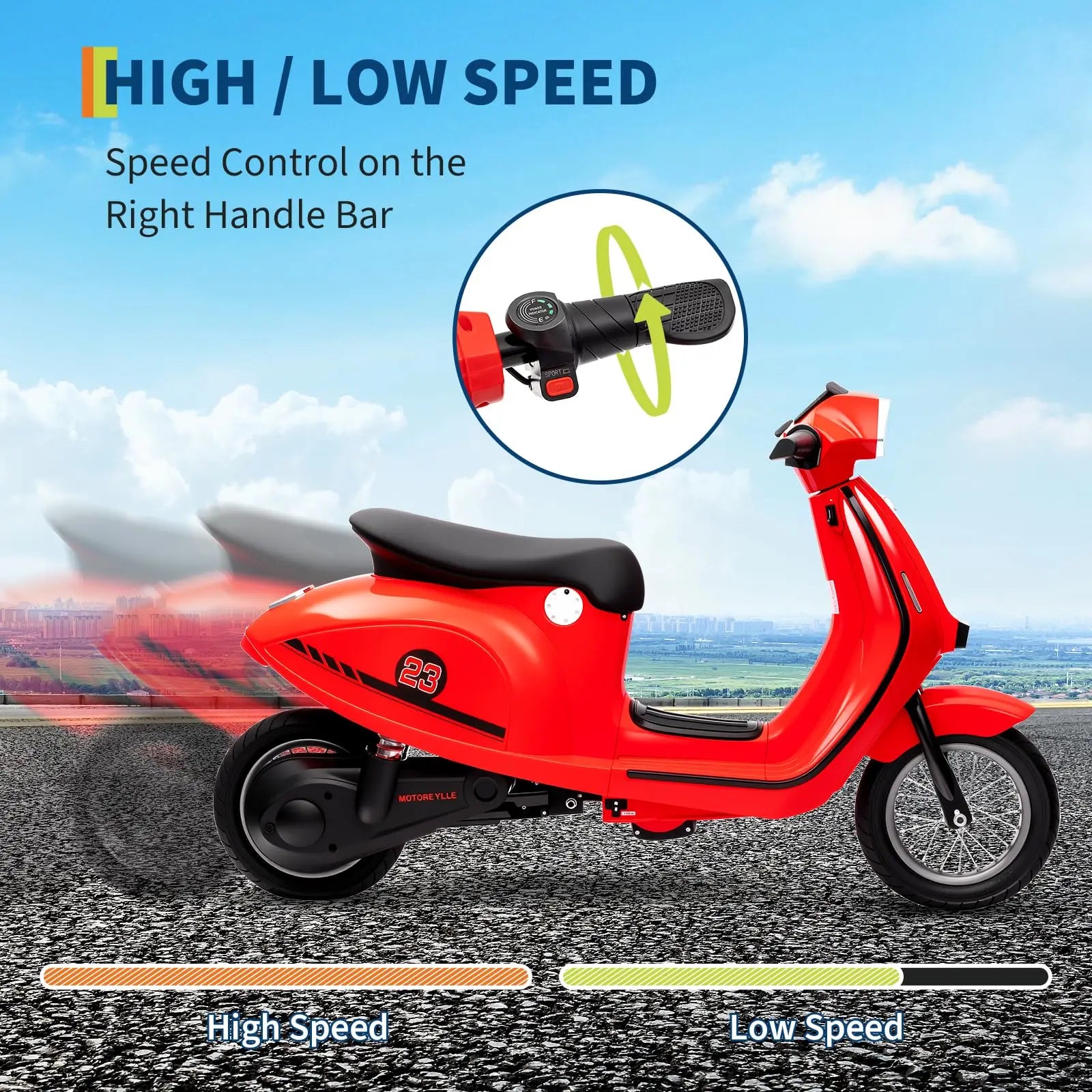 24V 350W Kids Electric Motorcycle, Dual Driving Modes Ride On Motorbike Toy With Twist Throttle & Rear Brake For Ages 8-14