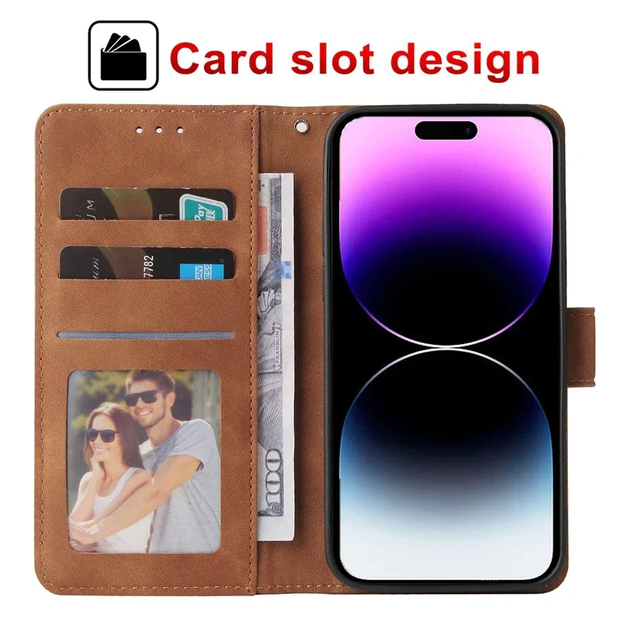 ZZXX Leather Wallet Phone Case For iPhone 16e 16 Pro Max 15 14 13 Mini 12 11 X XS XR SE2 8 7 6s Plus Flip Card Slot Holder Cover