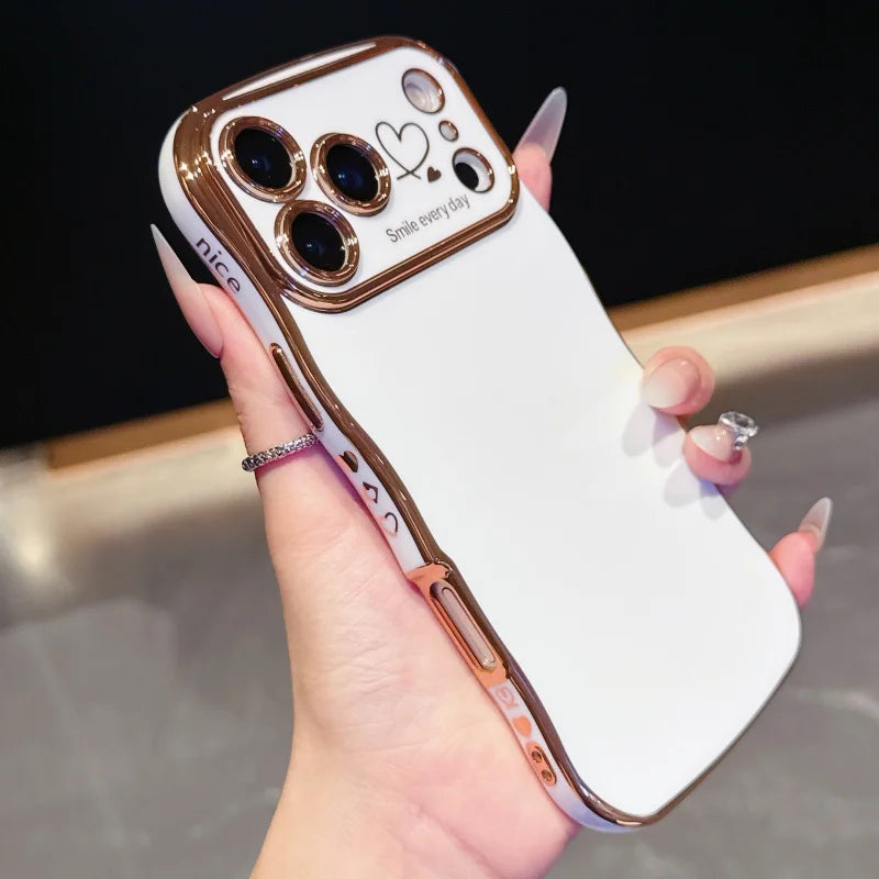 Electroplating Side Love Phone Case for IPhone 17 Pro Max 17 Air 16 15 14 Plus 13 12 11 Pro Max Cover Lens Shockproof Bumper