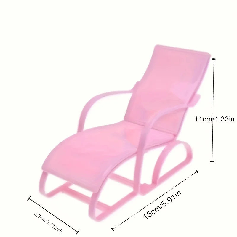 1pc Dollhouse Miniature Beach Chair Model Foldable Deckchair for Playhouse Outdoor Decor Lounge Room Accent Decoration Accessory