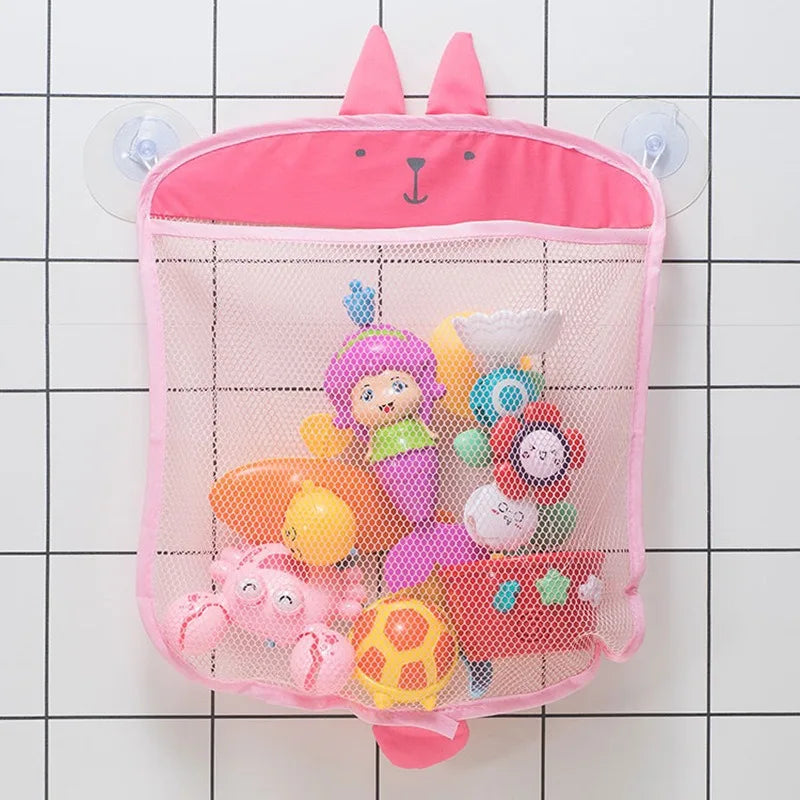 New Cartoon Duck Baby Bathroom Mesh Bag Sucker Design for Bath Toys Kids Animal Shapes Cloth Sand Toys Storage Net Bag